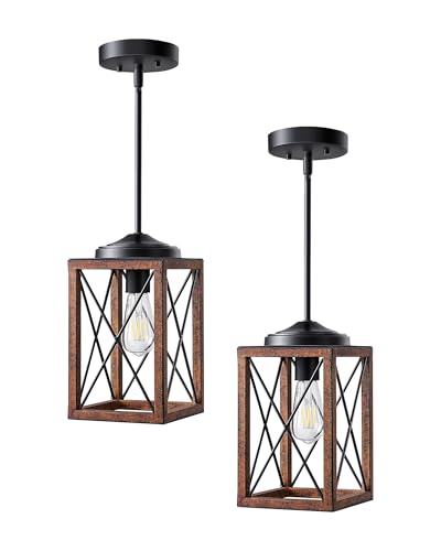 DEWENWILS Farmhouse Pendant Light Set – Rustic Kitchen Accent - Image 8