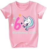 IDOPARAS 6t 6th Unicorn Birthday Girls Shirt Tee Kid 6 Year Old Birthday Outfit Top