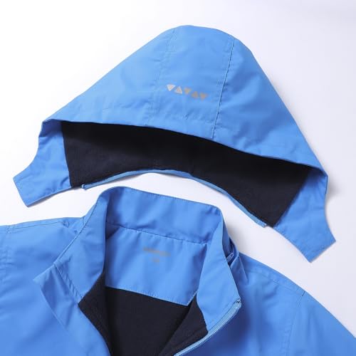 Image of MGEOY Boys Girls Rain Jacket Lightweight Waterproof Hooded Fleece Lined Raincoat Windbreakers for Kids