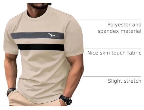 Image of RoseSeek Men's Color Block Short Sleeve Tee Shirts Casual Crewneck T Shirt Trendy Summer Tops