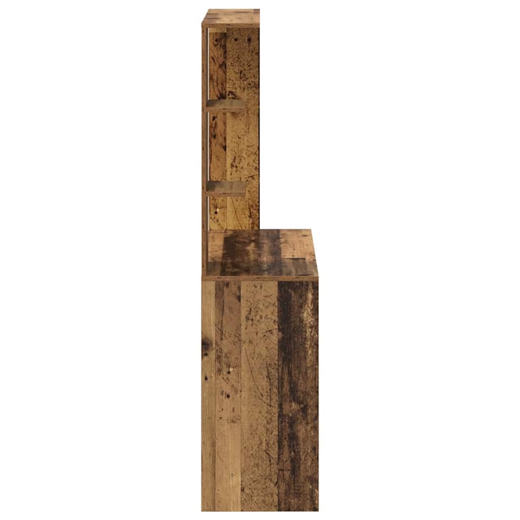 Escritorio de madera recuperada 78,5 x 37 x 154,5 cm con placa de madera para la oficina en casa y el estudio
