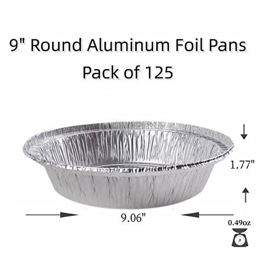 Luckmeta 9'' Inch Round Tin Foil Pans Disposable Aluminum Pans With Clear Lids (125 Pack), Freezer & Oven Safe - For Baking, Cooking, Storage, Roasting, & Reheating, Recyclable, Pack Of 125 #TOP1