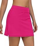 JoyGirl Tennisrock Damen mit Hose Drunter Hohe Taille Sportrock Golfrock Kurz Hosenrock Casual Tennis Skirt mit Taschen (Rosarot,XL)