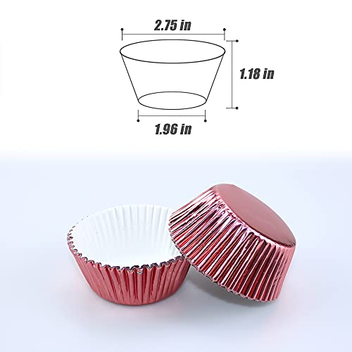 Image of Rose Gold Foil Cupcake Liners,100 Pack Metallic Baking Cups Standard Size