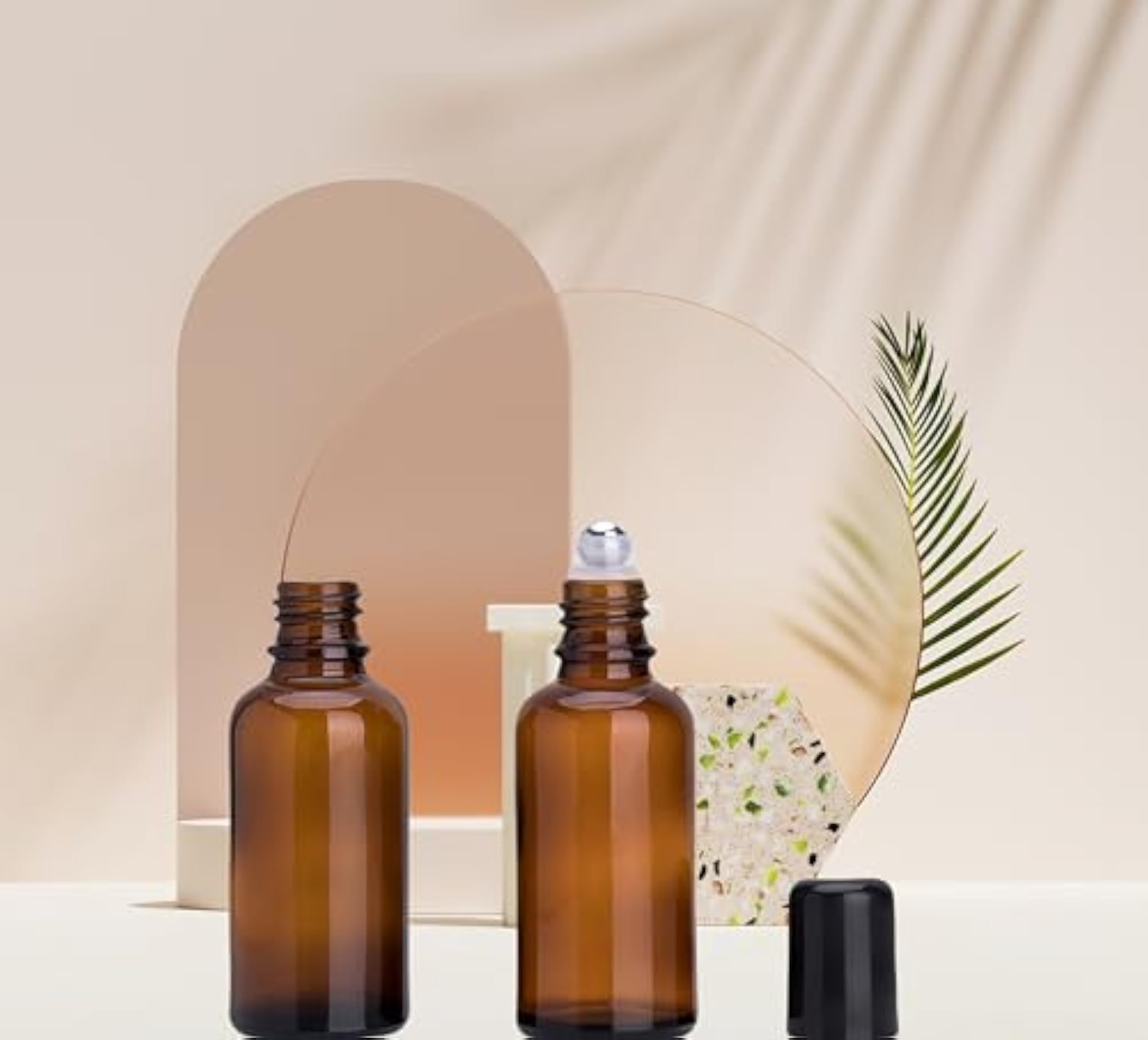 4 Pack Glass Essential Oil Roller Bottles, Refillable Containers