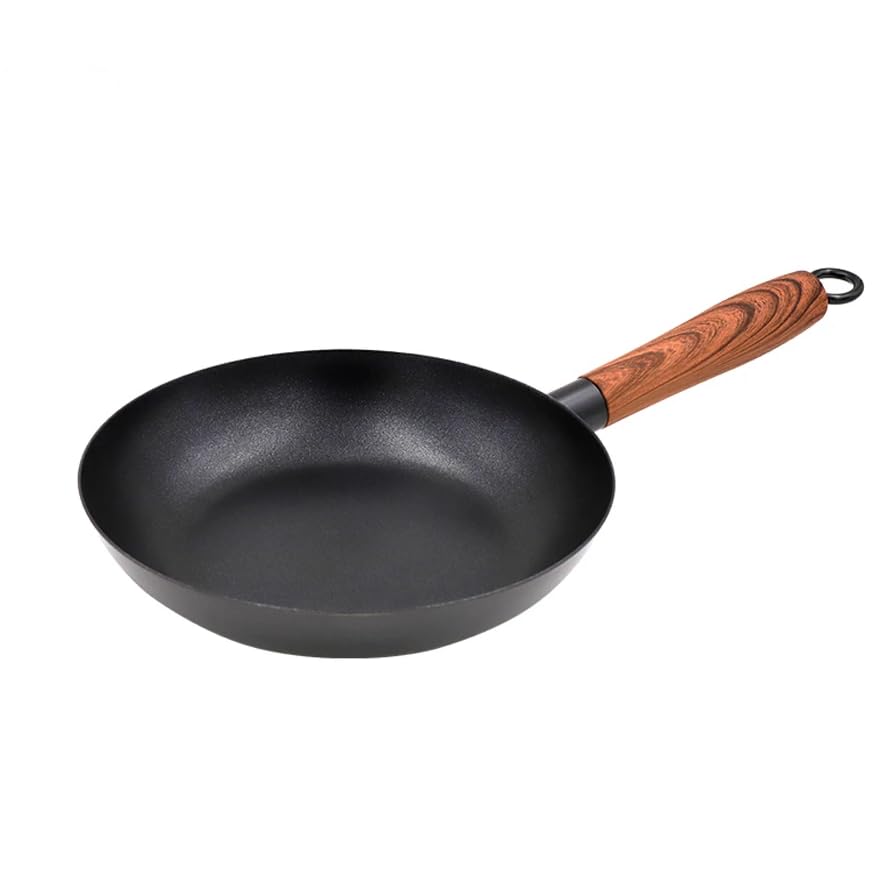 Sartén Antiadherente de Acero al Carbono,Revestimiento Antiadherente,Libre de PFOA,Mango silicona Estilo Madera,Apta para Todo Tipo de cocinas,incluida inducción y Puede lavavajillas (Ø 28 cm)