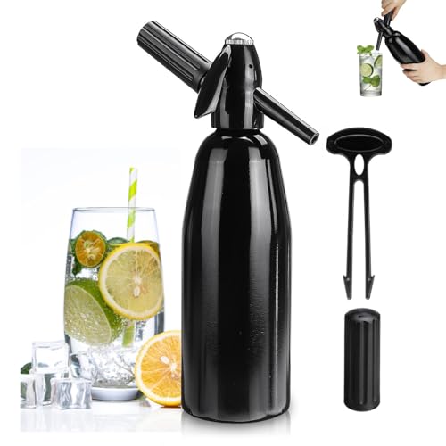 Soda Maker,Sifone per Soda Alluminio 1L,Soda Siphon Bottle con Regolatore di Pressione, Aluminium...