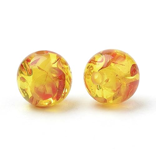 Perlin 60 pcs 8 mm Red Round with Flower Acrylic Resin Beads, 8mm - Image 2
