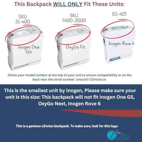 O2TOTES Backpack For Inogen G4, Ultra Lightweight backpack|/Backpack Only, Does not come with O2/Only fit for the Inogen One G4