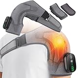 TRIPLE METHOD Shoulders Massager, Adjustable Shoulder Massager with Heat for Pain Relief Deep Tissue, 3 Levels Vibration & 3 Levels Heating Shoulder Heat (Gery)