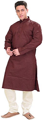 Kurta para hombre Exotic India en algodón túnica étnica de manga larga para caballero