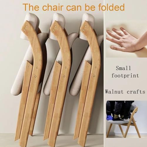 Folding Dining Chairs Set of 2, Modern Walnut with Removable Cover Upholstered Mid-Back Kitchen Chairs for Living Room, Restaurant(Black Cloth,Walnut Frame) - 3