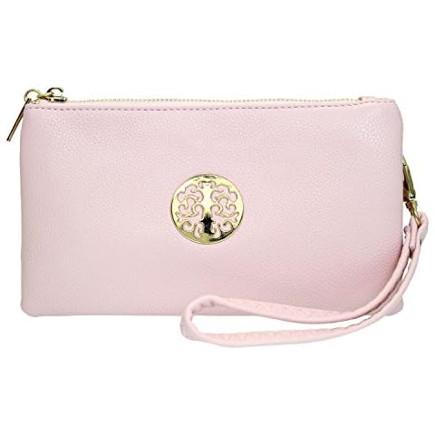 Light Pink Small Clutch with Wristlet Cover