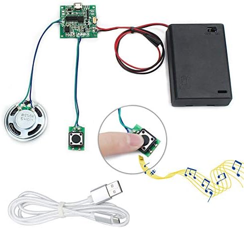 WayinTop Sound Module Button Control 8MB MP3 WAV Music Voice Player Programmable Talk Chip Musical USB Downloadable with AAA Battery Box + USB Cable for DIY Audio Cards Christmas Creative Gift Boxes