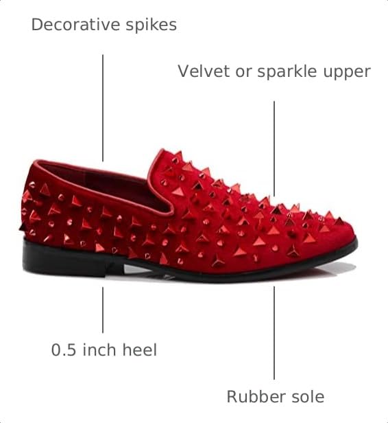 Image of SPK16 Men's Vintage Spike Dress Loafers Slip On Fashion Shoes Classic Tuxedo Dress Shoes