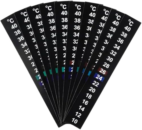 POPETPOP Traditional Stick-on Digital Temperature Thermometer Strip Degree Celsius System Display,Keep Fish Healthy(10PCs)