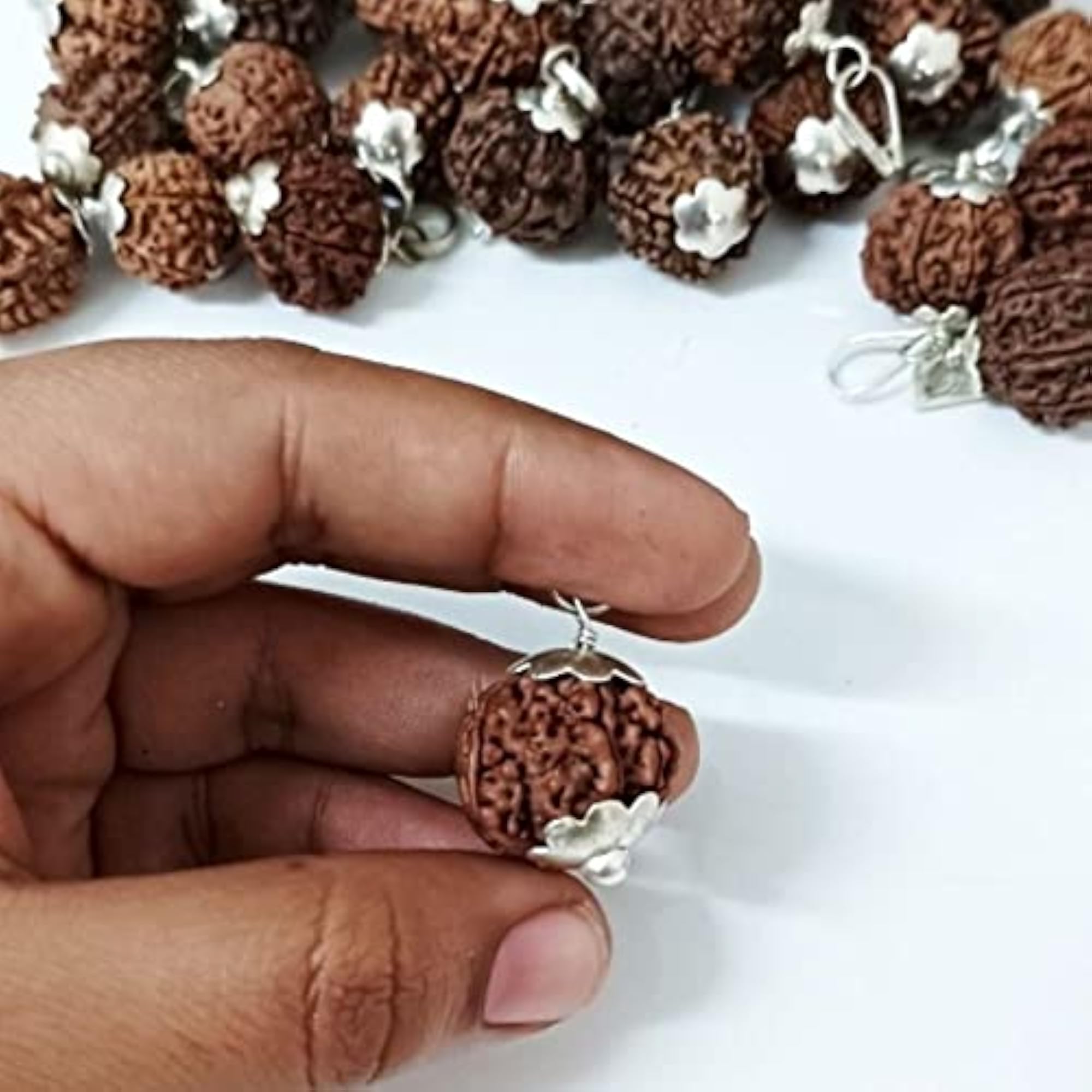 7 Mukhi Seven Faced Nepali Rudraksha Silver Pendant, Spiritual Healing