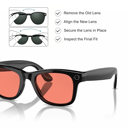 Image of YEIN Replacement Lenses for Ray-Ban Meta RW4006 /RW4012(50mm), Photochromic /Blue Light Blocking /Polarized Sunglasses Lenses