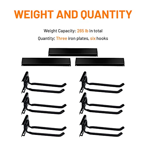 Wallmaster Garage Storage Organization Wall Mount, Garden Tool Rack Organizer Heavy Duty Folding Chair Hangers With 6 Adjustable Hooks 48Inch Tracks Max Load 265Lb thumb #4