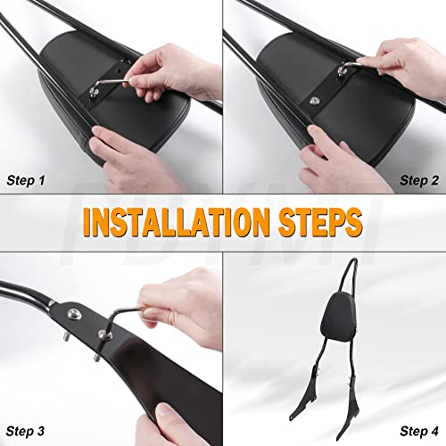 PBYMT Black Detachable Passenger Sissy Bar Backrest Pad Compatible for Harley Davidson Sportster XL1200 XL883 2004-2024 by PBYMT - Image 5