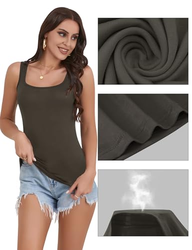 Image of BQTQ 5 Pack Women's Tank Tops Square Neck Sleeveless Ladies Tank Top Undershirts