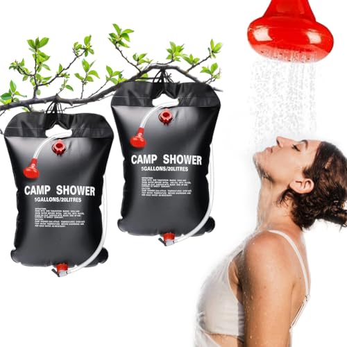 Yuragim 2 unidades de ducha solar para camping, bolsa de ducha solar de 20 l, ducha solar móvil, juego de ducha de camping, bolsa de agua solar portátil para jardín, ducha de viaje con cabezal de