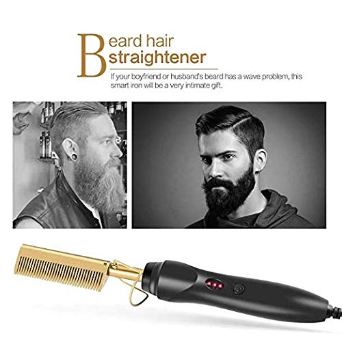 Fantazzy Hot Comb Hair Straightener - Electric Straightening Comb for Wet and Dry Hair