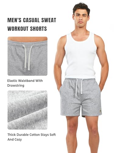 NORTHYARD Men's Sweat Shorts 5" with Pockets Cotton Drawstring Summer Workout Casual Lounge Shorts3
