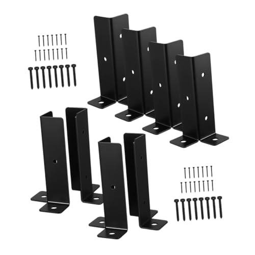 TOBBOMEY 8 Sets Heavy Duty Metal Wood Post Base Plates with Screws Patio Deck Post Anchor Brackets for Gazebo Fence Railing Support Easy Setup Stable Outdoor Pavilion Deck Bases