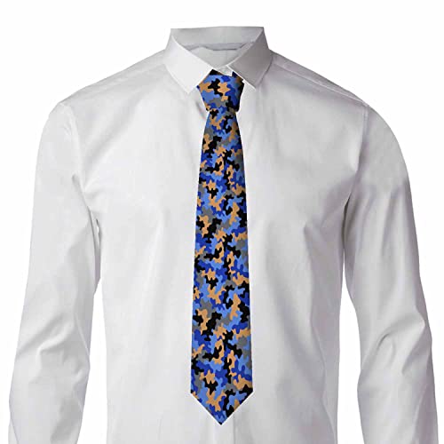 Yakuna Blue Camouflage Mens Tie Military Fashion Modern Pattern Men's Neckties Festival Gift For Boys Teens Men #TOP3