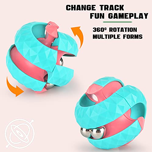 Yiran 4pcs Rotating Cube Bead Orbit Ball Maze Ball Fidget Hand Spinner Sensory Toys Anxiety Relief and Stress Relief Fingertip Gyro Toy Educational Puzzle Games for Interactive Toys Kids and Adult - Image 3