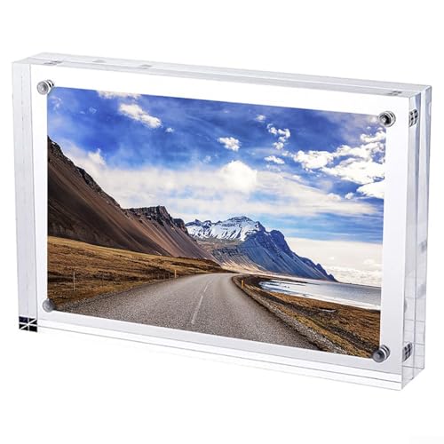 LVYXON Marcos de fotos acrílicos, marcos de fotos transparentes, independientes, magnéticos, sin marco, marco cuadrado transparente para exhibición de escritorio (9 x 13 cm)