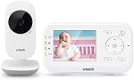 VTech VM3252 2.8” Moniteur vidéo numérique pour bébé avec vision nocturne à couleurs complètes et automatique, blanc