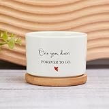 One Year Anniversary Plant Pot Gift Ceramic Pot w/Bamboo Tray Custom Succulent Pot 1st Year Wedding Anniversary Planter Plant Lover Gift for Newlywed Just Married Couple