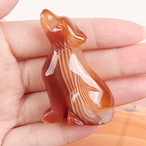 SM SMQARTCRYSTAL 2" Red Banded Carnelian Carved Crystal Wolf Statue and Figurine Ornament Wildlife Animal Wolves Sculpture Wolf Gifts For Men Women - Image 4