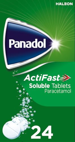 Panadol ActiFast Pain Relief Tablets, Soluble Paracetamol Tablets, Backache and Sore Throat, Pack of 24