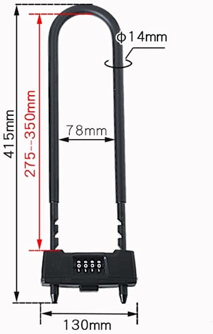 4 Digit Reseable Combination U Lock/d Lock for Bicycles/Glass Door Lock Heavy Duty Protection Long Gate Padlock (Color : Blue) (Black)