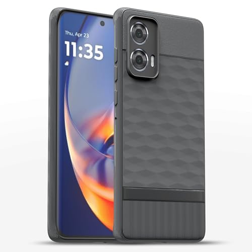 Image of Pikkme Back Cover for Motorola Motorola Moto Edge 50 Fusion 5G / Motorola Moto G96 5G Soft Grip 3D Hexa Cube Texture Silicone Bumper Case (Grey)