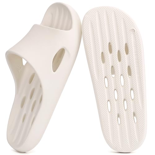 Image of Aoowoll Mens Shower Shoes With Holes Dry Quickly Bath Slippers Womens Non Slip Indoor Home Bedroom Pool Spa Guest College Dorm