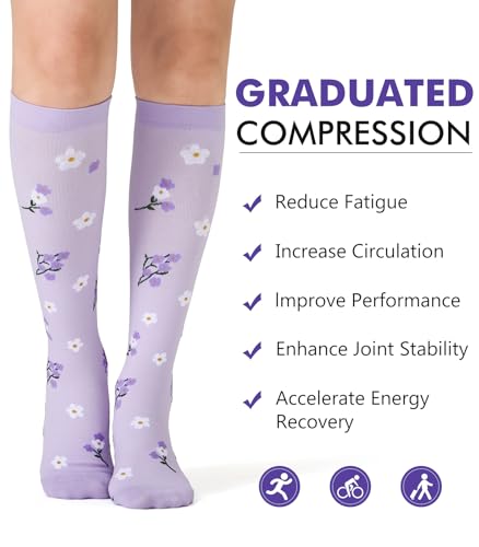 Breslatte Compression Socks for Women Men 15-20 mmHg Knee High Support Socks for Travel Athletic Nurses Teacher2