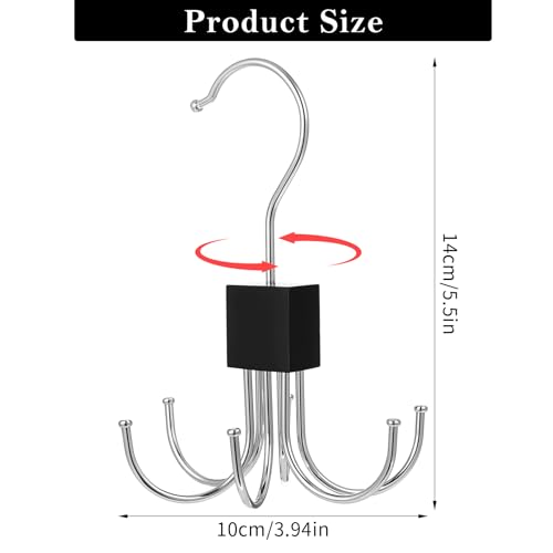 Gjinxi 2 Stück Gürtelaufhänger Gürtelhalter Organizer 360 Drehbar Krawattenhalter Platzsparender Metall Gürtel Aufbewahrung Hanging Bag Rack Gürtel Krawatte Sling Hook Schalbügel für Krawatten Taschen