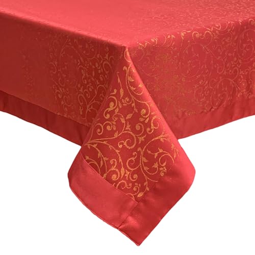 Tovaglia Natalizia Jacquard 140x240 cm 12 Posti con Lurex – Preziosa Home Modello Natalia – Copritavola Natalizio Elegante Made in Italy, Antimacchia, Idrorepellente, No Stiro