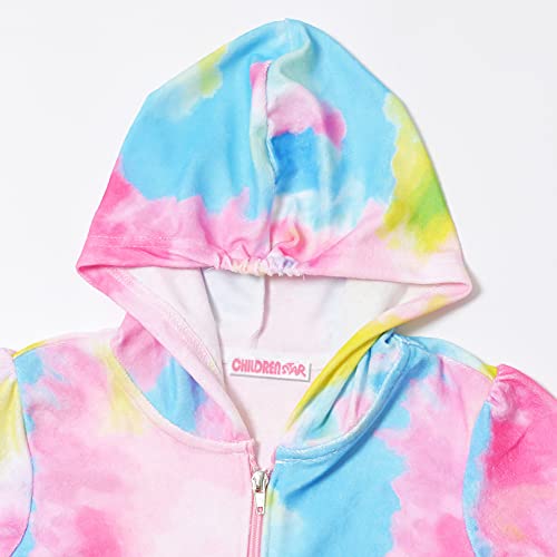 Image of CHILDRENSTAR Girls Swim Coverups Terry Swimsuit Cover-Up Hooded Zip-Up Beach Robe