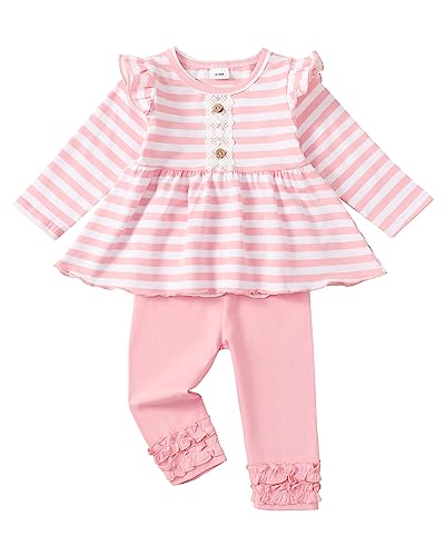 18 Months Girl Clothes Fall Winter Toddler Little Girls Outfits Stripe Shirt Top Pink Pants Girls Clothing Set 18-24 Months