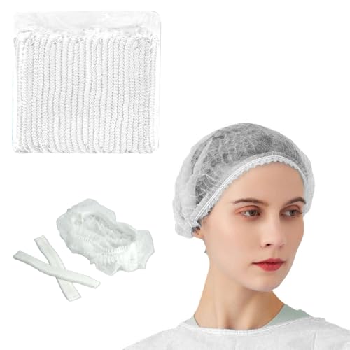 EODKSE Set de 20 Tapas Desechables de Red para Cabello, Gorro de Laboratorio, con Banda Elástica y Arnés de Malla, Gorros Higiénicos para Cocina, Dentista y Quirofano, Unisex