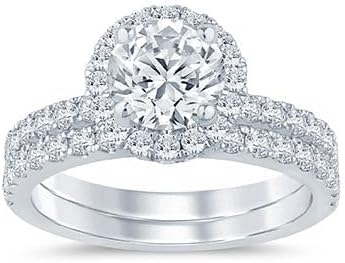 Jewels By Lux 14K White Gold 2.15-2.23 Cttw Lab Grown Diamond Ladies Ring