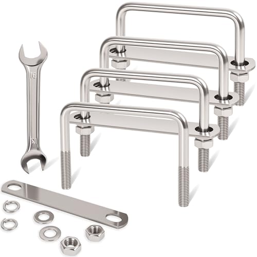 Image of 4 Pcs M10 Square U Bolts 4 Inch Wide, 3 /8 inch x 4 inchW x 3 inch L