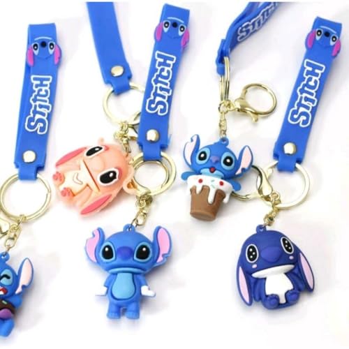Kit com 2 Chaveiros do Stitch em PVC – Disney Lilo & Stitch – Robusto e Detalhado, com Gancho Metáli