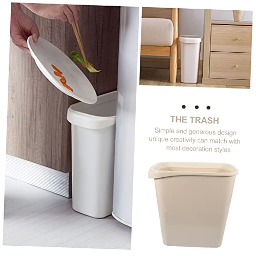Bote de basura estrecho rectangular sin tapa Beige miniatura 5