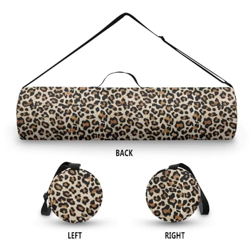 Pzuqiu Leopard Print Yoga Mat Bag for Women & Men Travel Gym Bag for Thick Exercise Yoga Mat Full-Zip Yoga Mat Carrier Bag for Class Workout Park with Adjustable Strap - Image 2